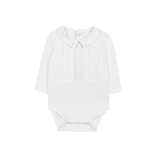 Ivory Pintuck Collar Baby Bodysuit