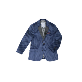Navy Geo Velvet Tuxedo Jacket