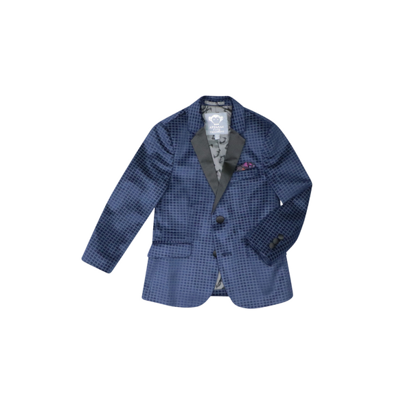 Navy Geo Velvet Tuxedo Jacket