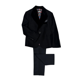 Black Velvet Flocking Dinner Jacket with Pants