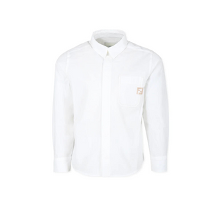 White Long Sleeves FF Button Up Shirt