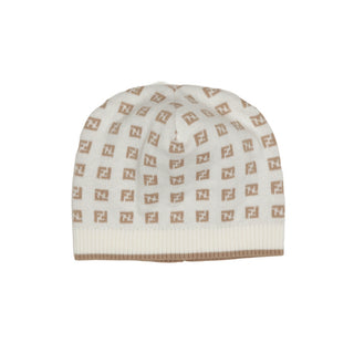 White with Beige FF Knit Hat