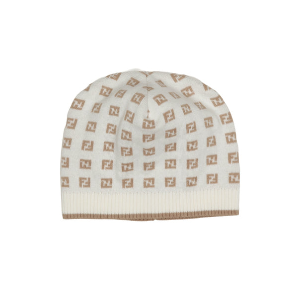 White with Beige FF Knit Hat
