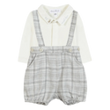 Grey Marled Plaid Shorts Set