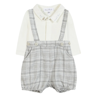 Grey Marled Plaid Shorts Set