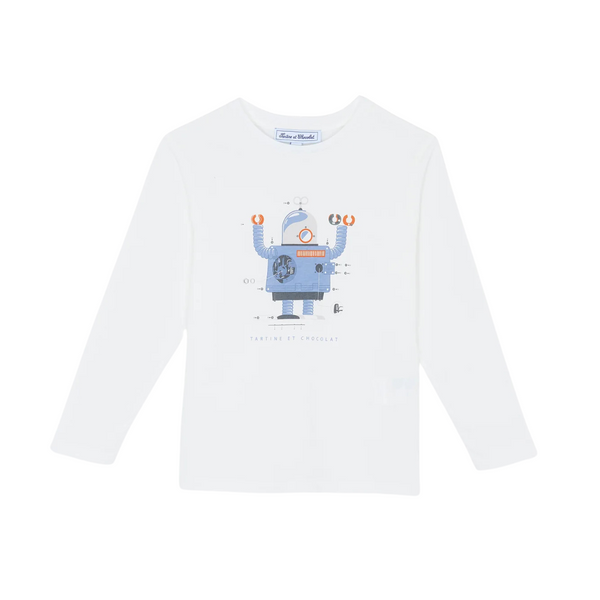 White Robo Long Sleeve Tee