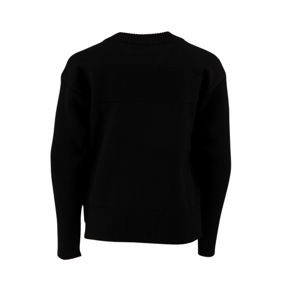 Black Knit Regular Fit Crewneck Sweater