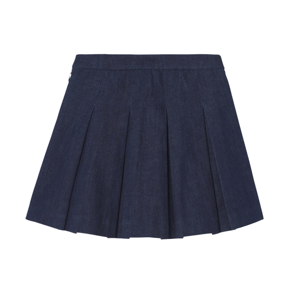 Blue Denim Eva Pleated Skirt