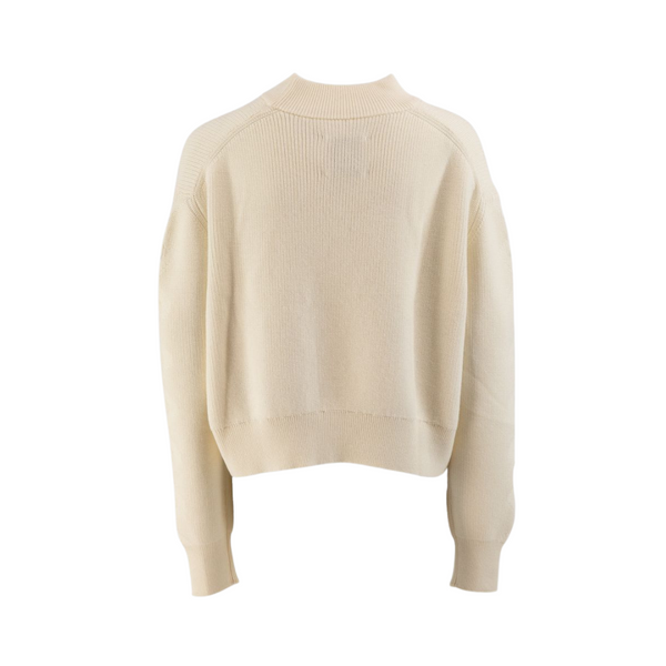 White Knit Oversized Fit Mock Neck Sweater