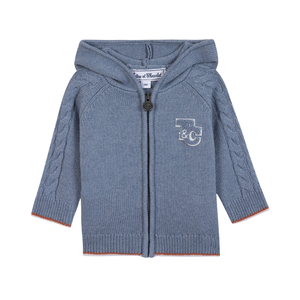 Blue Baby Knit Zip Up Hoodie