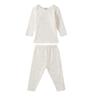 White Baby Gold Cherry Pajama Set