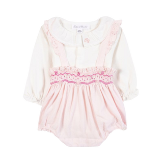 Pale Pink Baby Overall Short Set