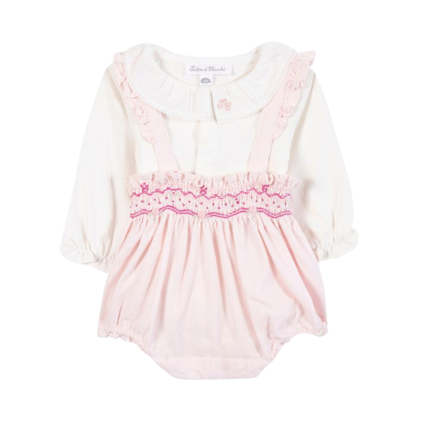 Pale Pink Baby Overall Short Set