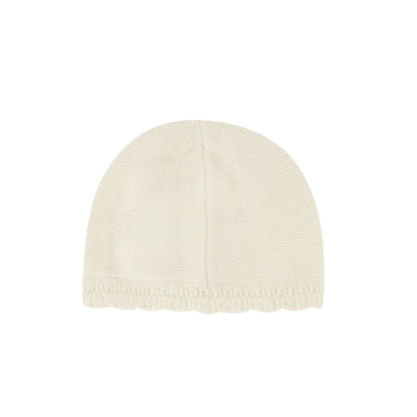 Ivory Scallop Knit Hat