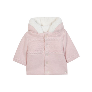 Pale Pink Baby Knit Hooded Coat