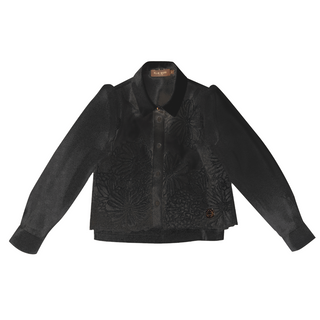Black Embroidered Organza Blouse