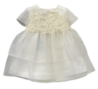 Cream Organza Party Dress with Lace