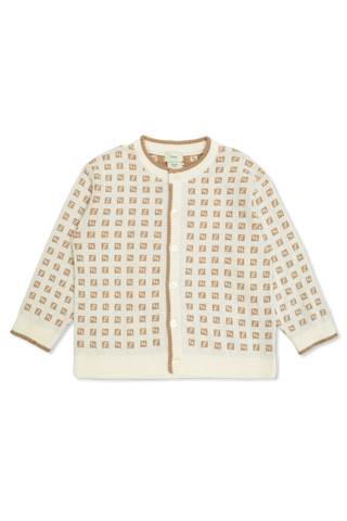 Beige with White FF Knit Cardigan