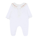 White Velour Flower Collar Footie