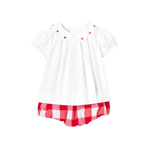 White and Red Baby Cuilette Bloomer Outfit