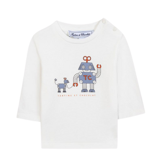 White Baby Robo Dog Long Sleeve Tee