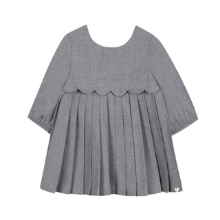 Heather Gray Baby Scallop Pleated Dress
