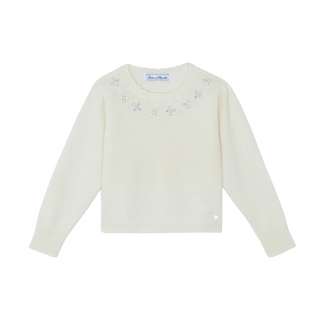 White Rhinestone Embellished Sweater