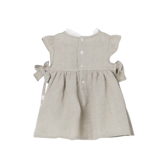 Light Beige Ruffle Sleeve Bow Romper