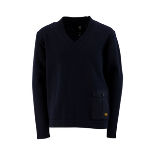 Navy Knit Loose Fit V Neck Sweater