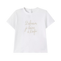 White Embroidered Cursive Logo Tee