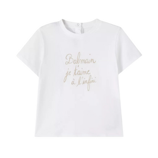White Embroidered Cursive Logo Tee