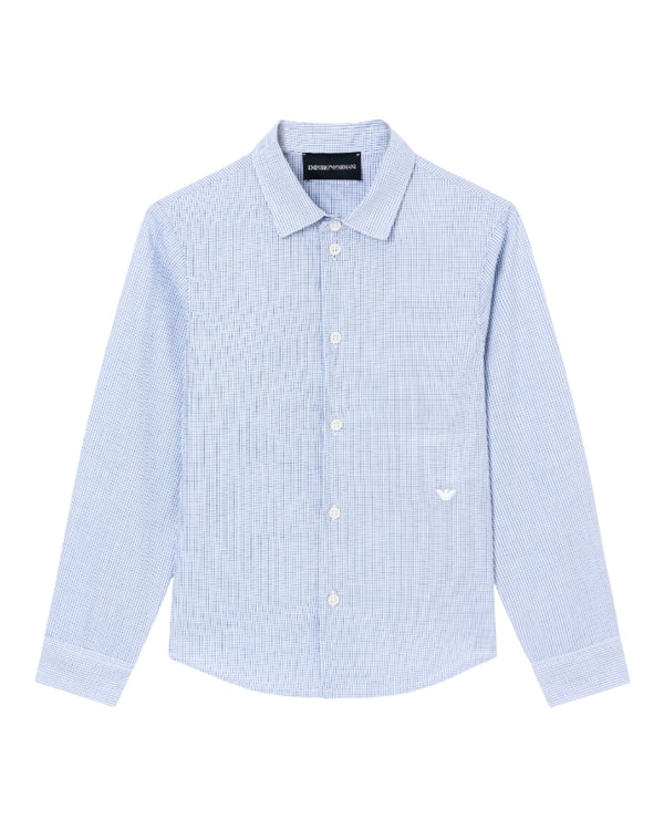 Blue and White Check Button Down Shirt