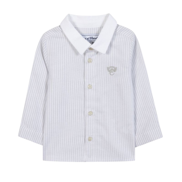 Light Gray Striped Baby Collared Shirt