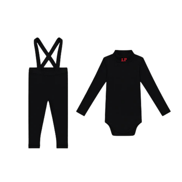 Black LP Mockneck and Overalls Set