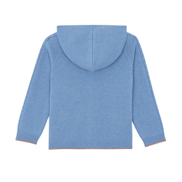 Blue Knit Zip Up Hoodie