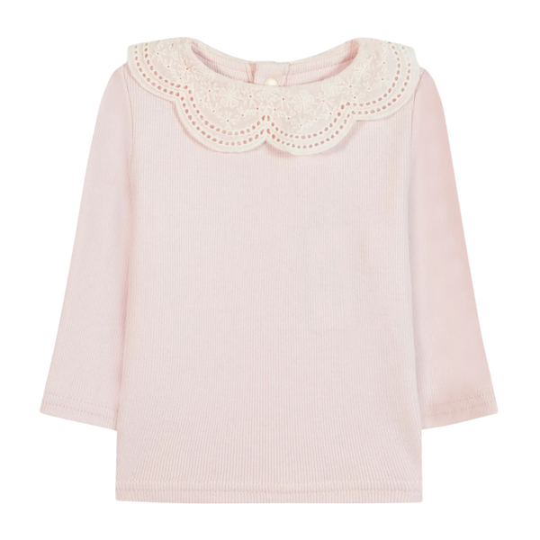 Pale Pink Baby Scallop Collar Top