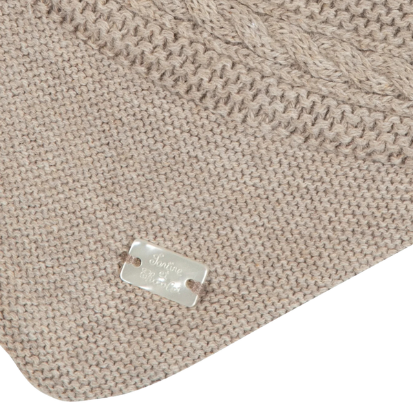 Beige Marled Cableknit Hat