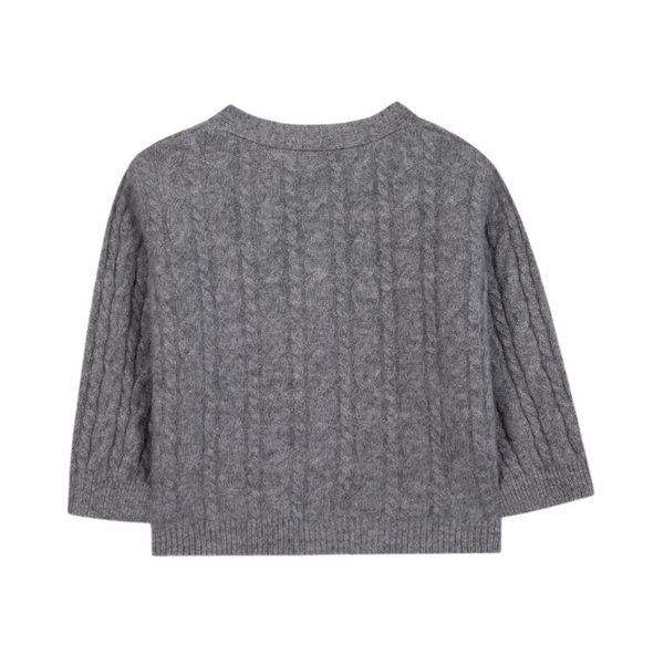 Heather Gray Baby Cableknit Cardigan