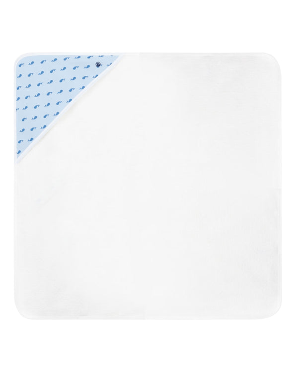 Baby White with Blue Whale Print Towel