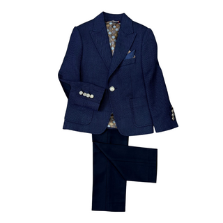 Blue Herringbone Sport Jacket and Gabardine Pant Set