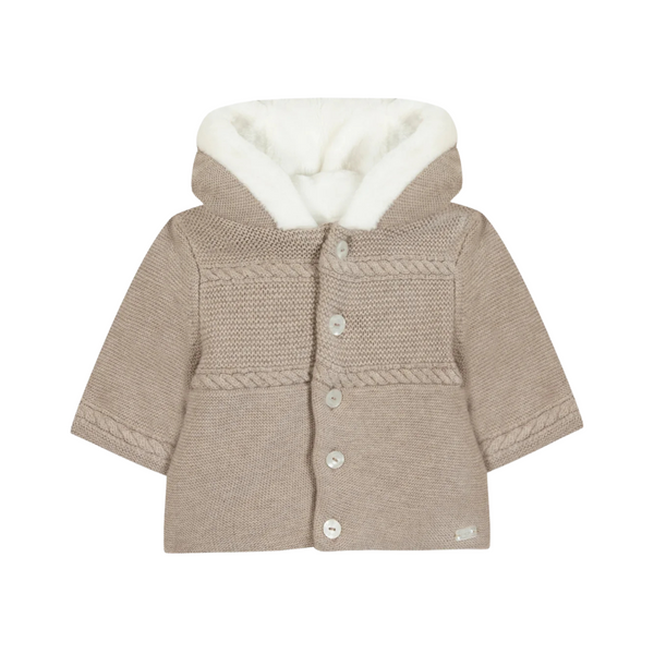 Oatmeal Baby Knit Hooded Coat