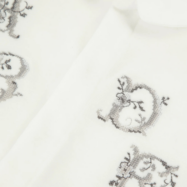 White Velour A B C Embroidered Footie