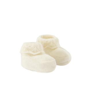 Ivory Baby Knit Ruffle Booties
