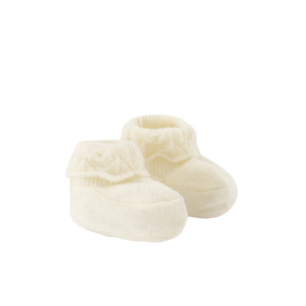 Ivory Baby Knit Ruffle Booties