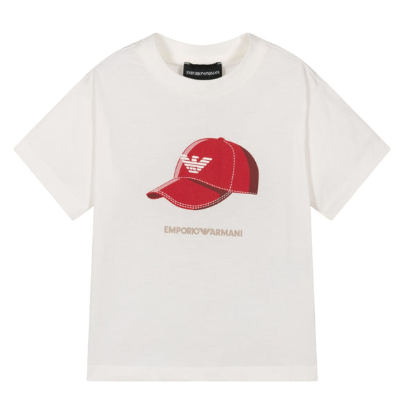White with Red Cap Tee
