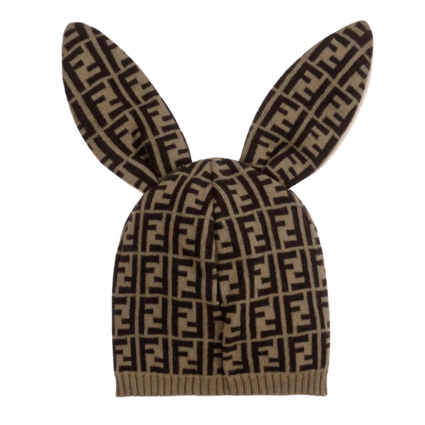 Brown Baby Bunny Ears FF Allover Hat