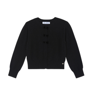 Black Bow Button Cardigan
