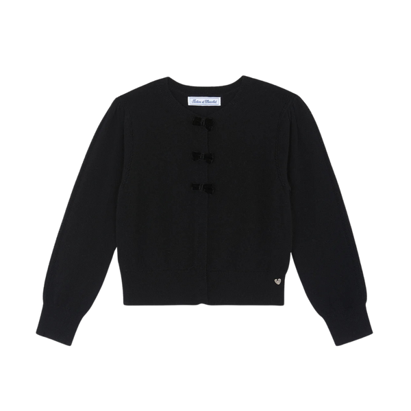 Black Bow Button Cardigan