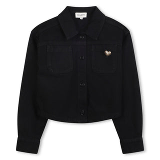 Black Denim Heart Pocket Overshirt