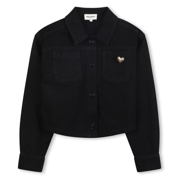 Black Denim Heart Pocket Overshirt